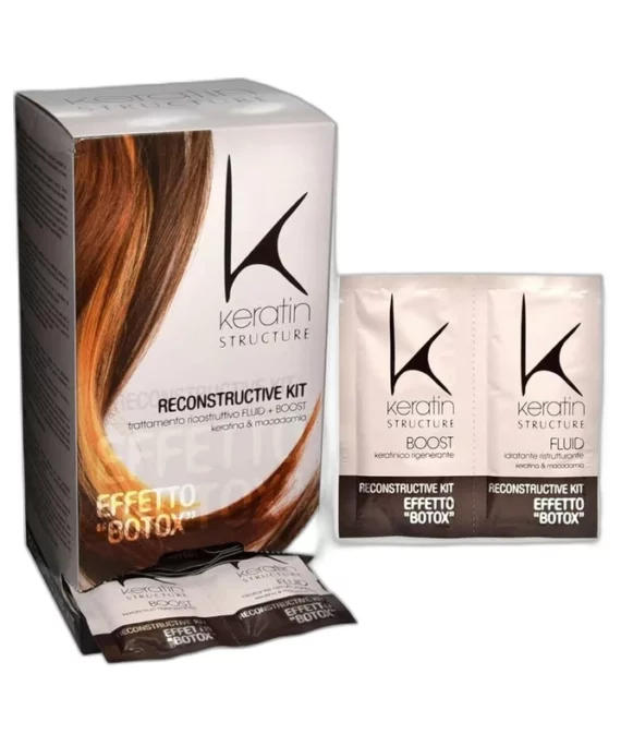 KERATIN STRUCTURE RECONSTRUCTIVE KIT EFFETTO BOTOX FLUIDO KERATINA E MACADAMIA 12 ML BOOST KERATINICO 12 ML - KERATIN STRUCTURE